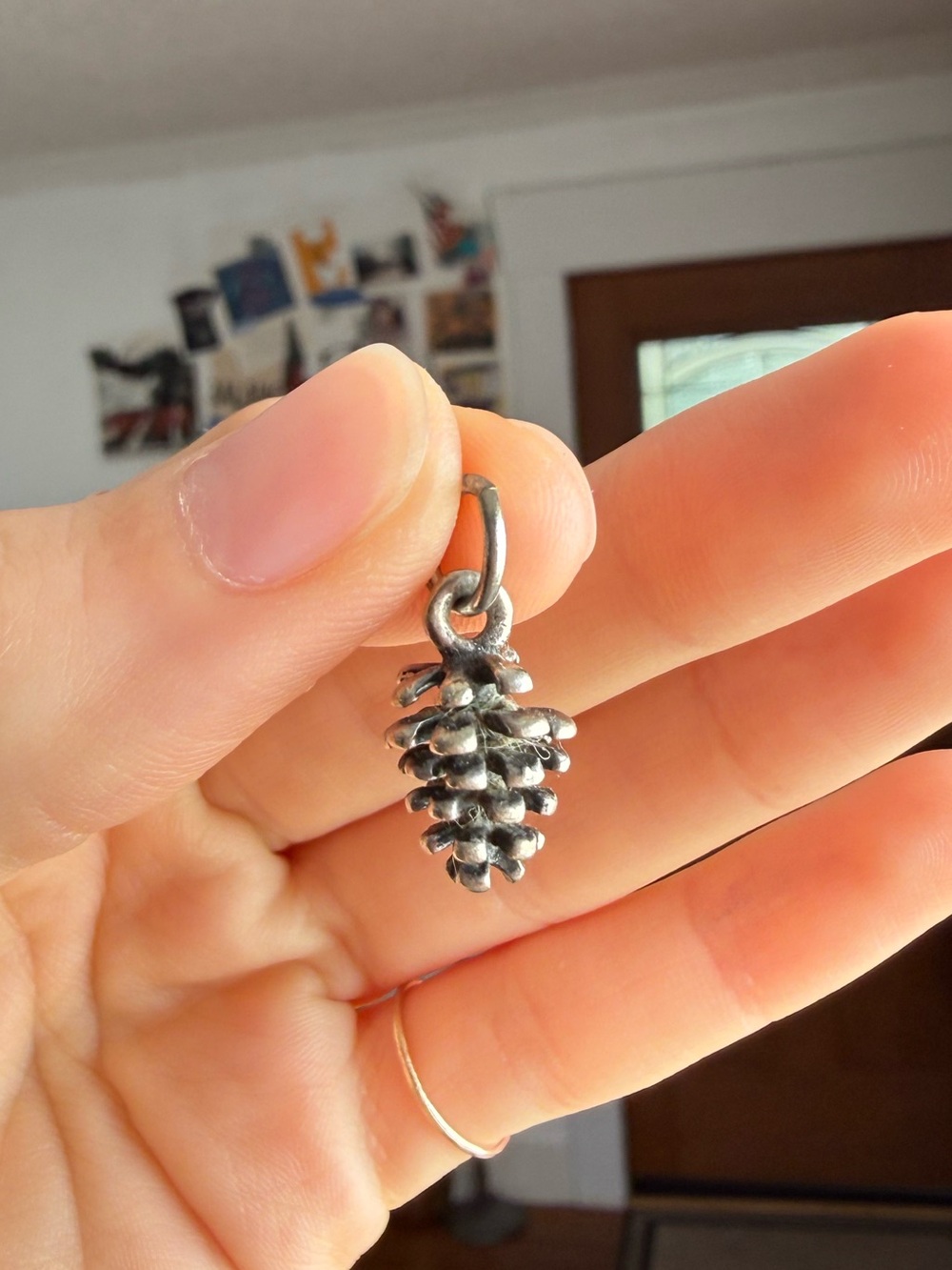 Pinecone Charm Pendant - Silver